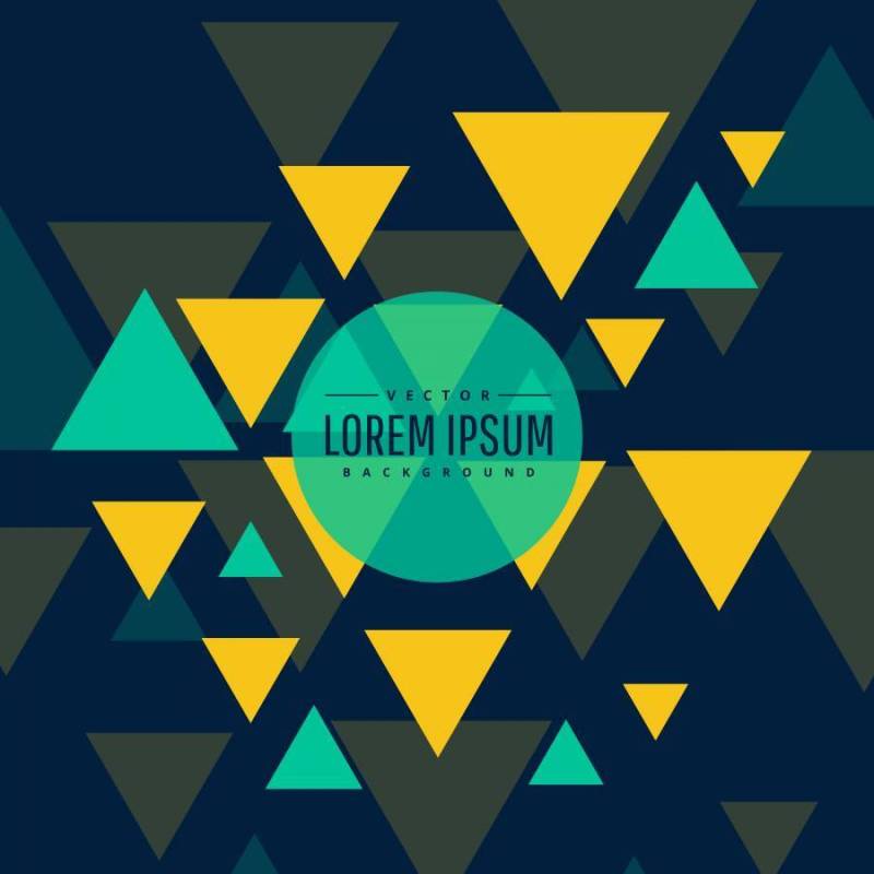 抽象的蓝色和黄色三角形在黑暗的背景