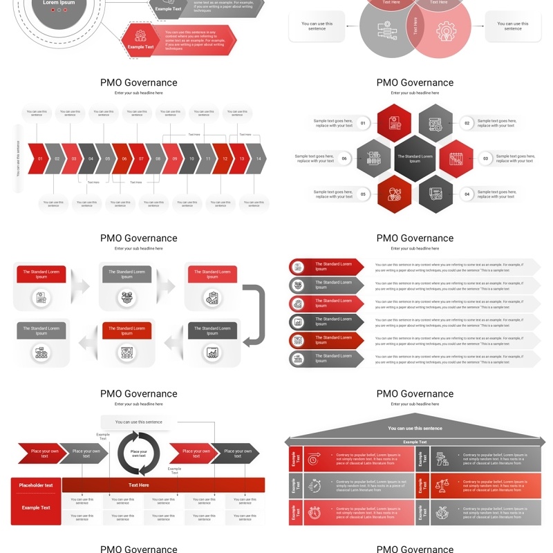 红色PMO治理项目分析信息图ppt素材