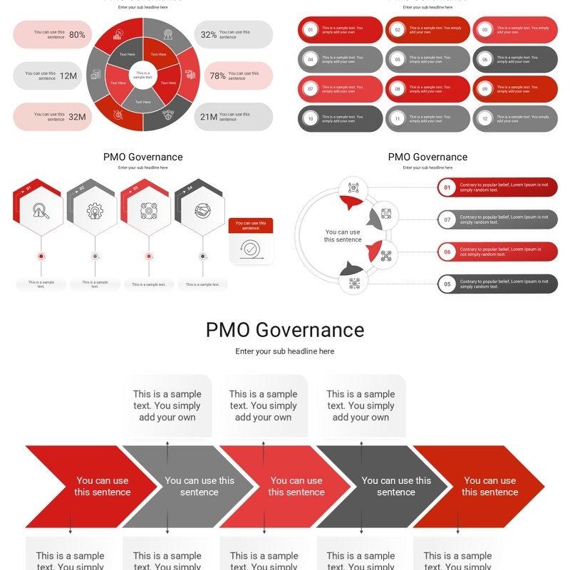 红色PMO治理项目分析信息图ppt素材