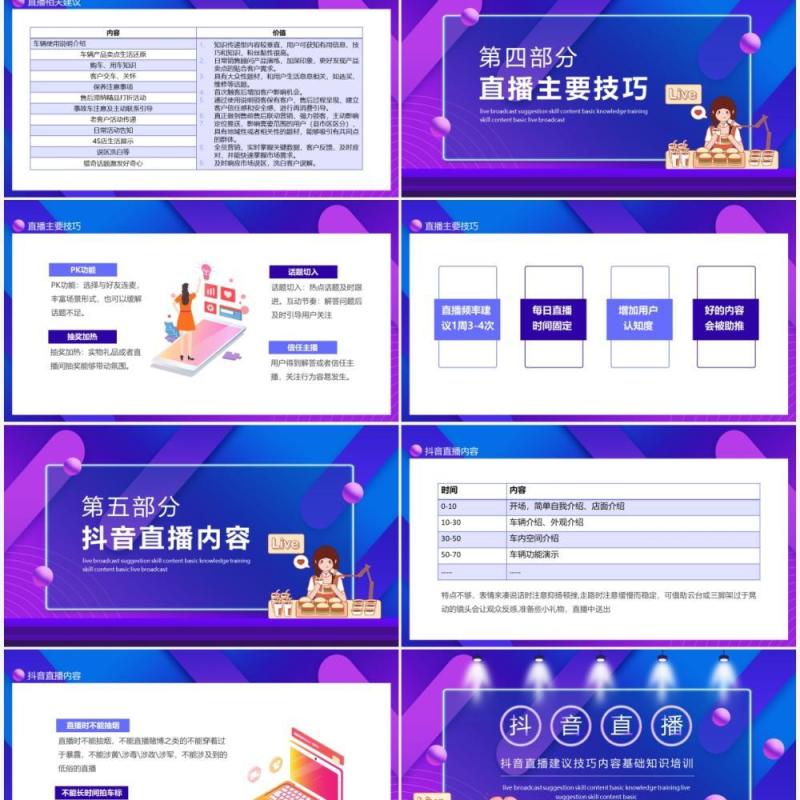 抖音直播建议技巧内容基础知识培训动态PPT模板