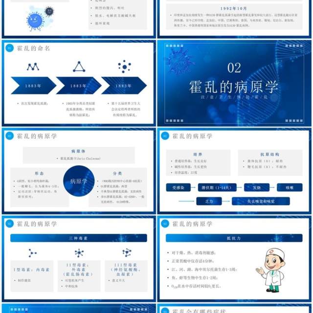 蓝色简约风预防霍乱传染病知识PPT模板 蓝色简约风预防霍乱传染病知识PPT模板