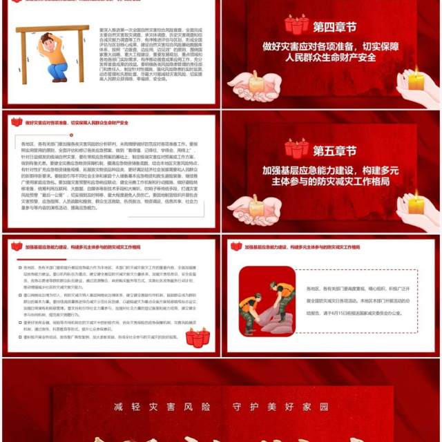 红色简约风全国防灾减灾日PPT模板 红色简约风全国防灾减灾日PPT模板