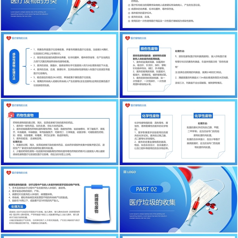 蓝色简约风医疗垃圾分类PPT模板