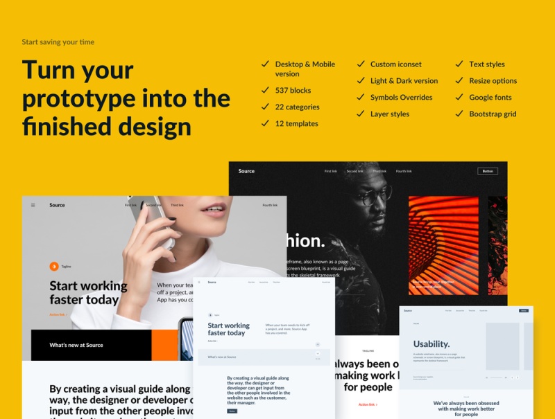 1000 +布局桌面和移动,来源线框套件 1000 +布局桌面和移动,来源线框套件