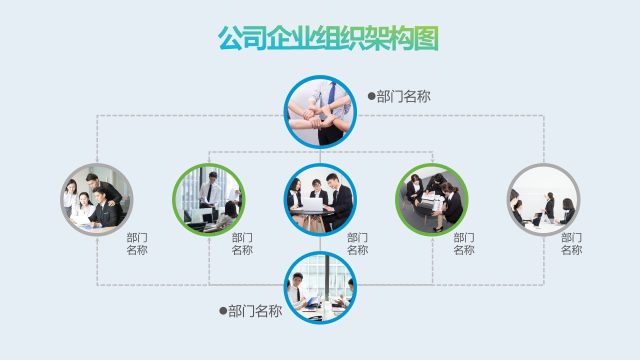 蓝绿色公司企业组织架构图PPT模板11 蓝绿色公司企业组织架构图PPT模板11