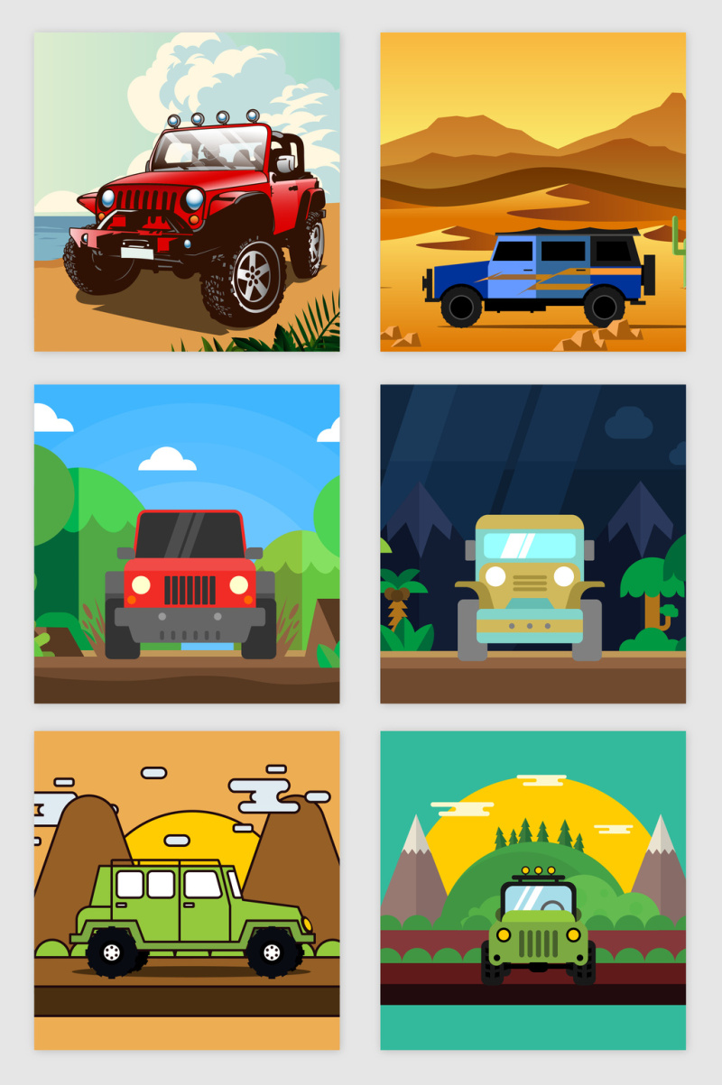 户外越野汽车的矢量素材