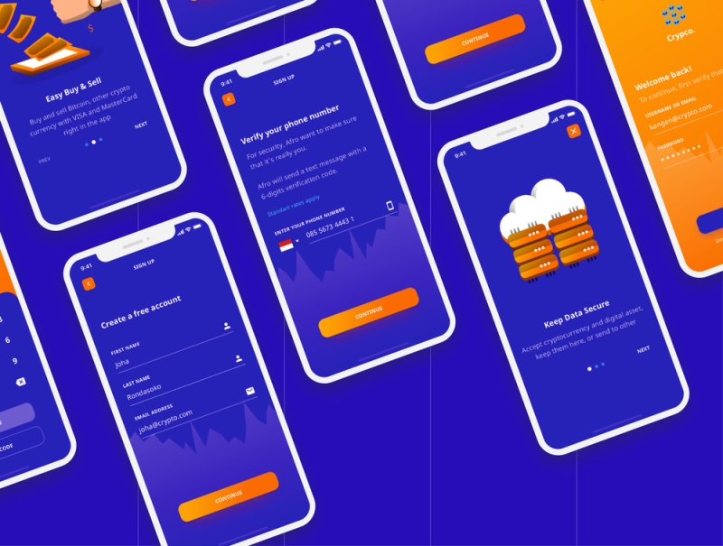 移动UI套件素描和FIGMA，Crypco UI工具包