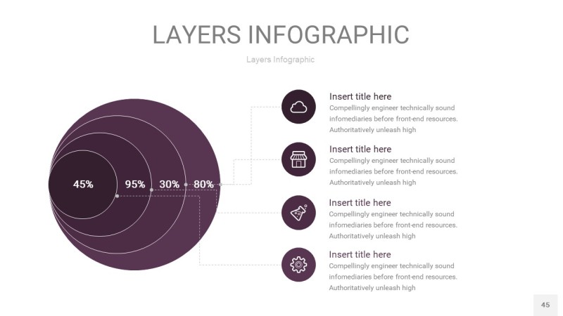 深紫色3D分层PPT信息图45