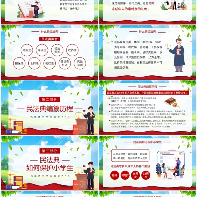 蓝色卡通风民法典小学生宣讲PPT模板 蓝色卡通风民法典小学生宣讲PPT模板