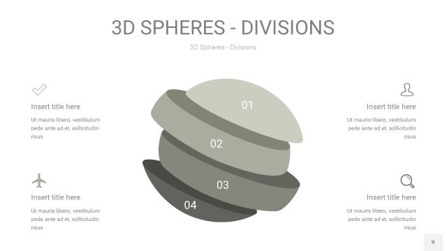 灰色3D球体切割PPT信息图9