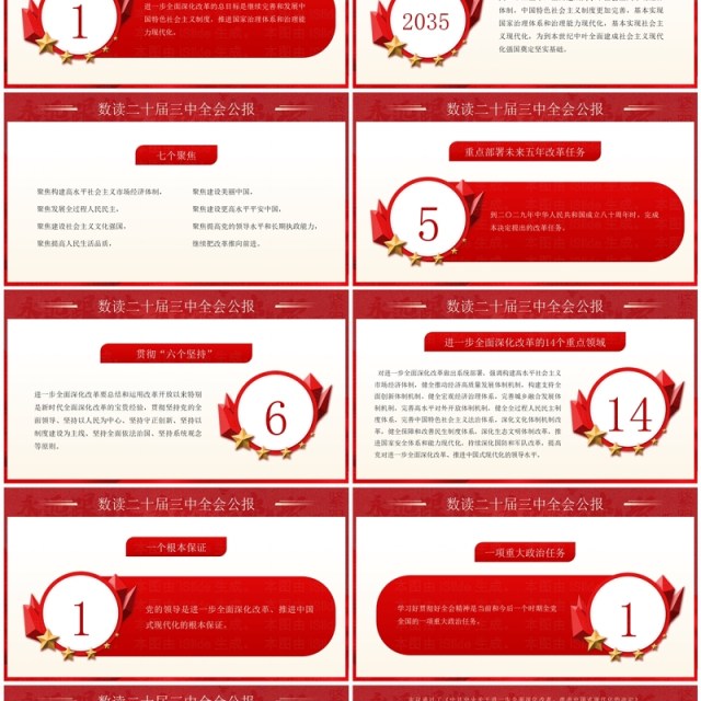红色简约风数读二十届三中全会公报PPT模板 红色简约风数读二十届三中全会公报PPT模板