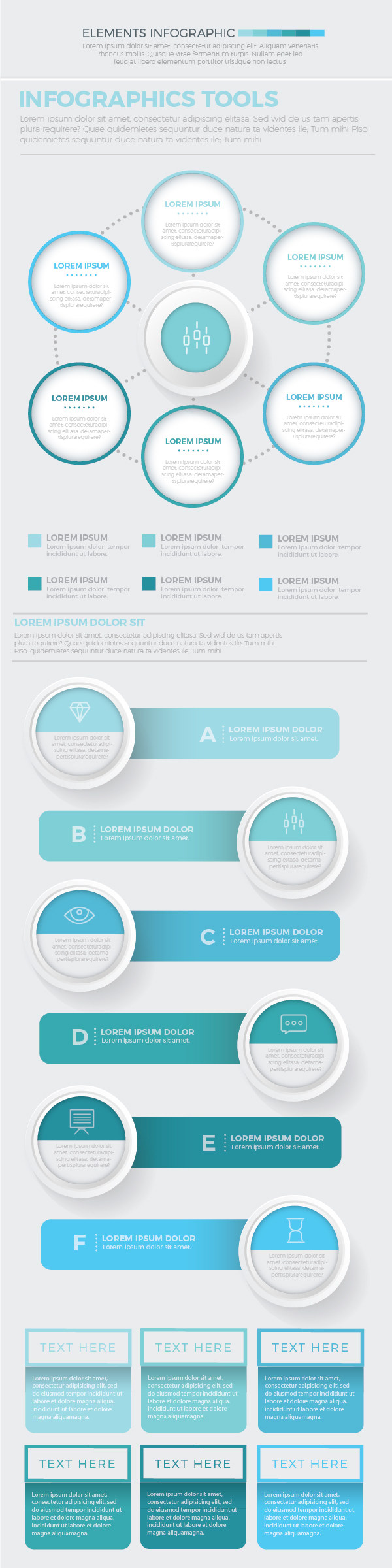 软蓝色信息图形集设计 soft blue infographic set design