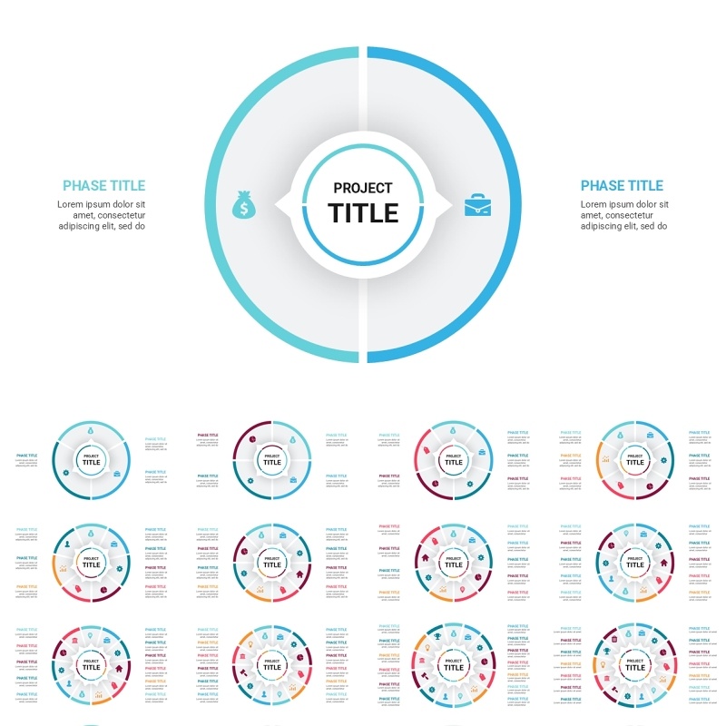 多彩循环图圆形信息图PPT模板素材Cycle Infographics