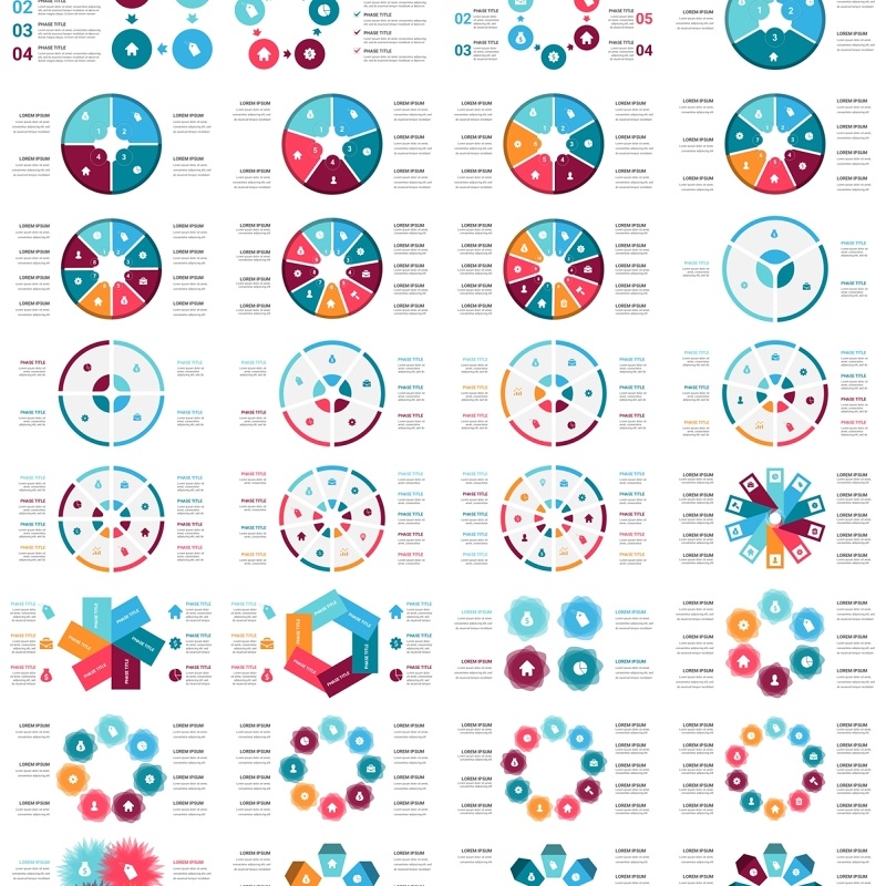 多彩循环图圆形信息图PPT模板素材Cycle Infographics