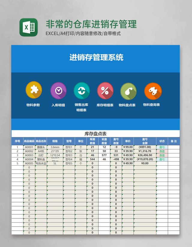 非常实用的仓库进销存管理系统excel表格