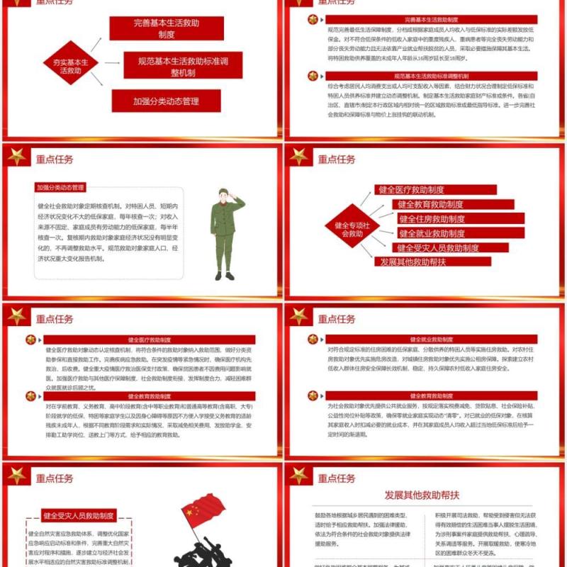 红色党建关于改革完善社会救助制度的意见党政党课PPT模板