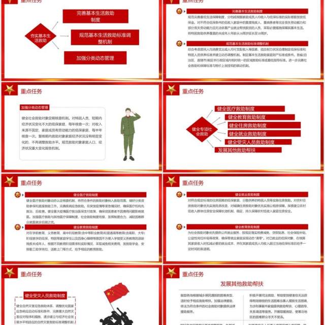 红色党建关于改革完善社会救助制度的意见党政党课PPT模板