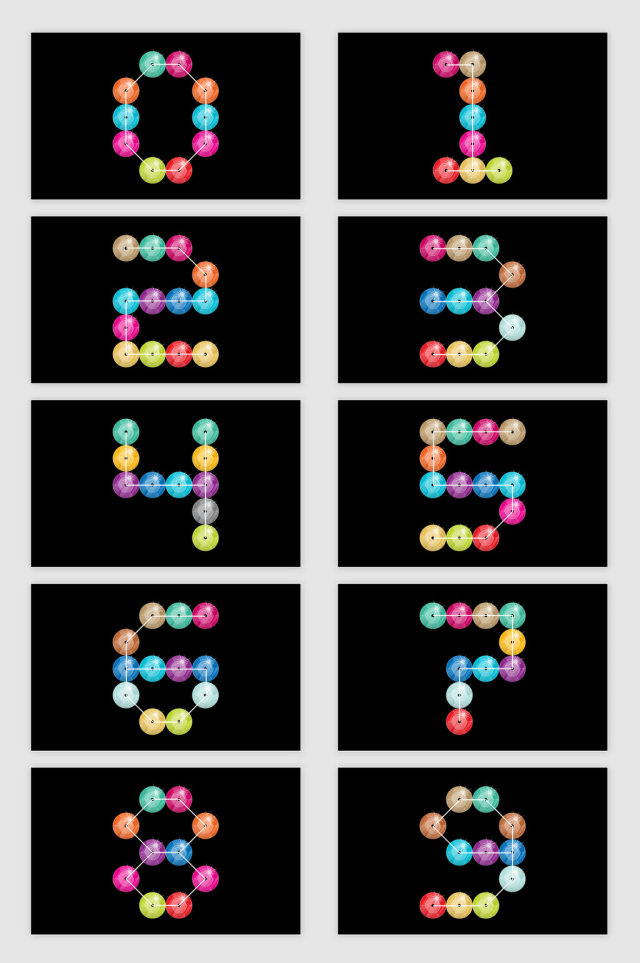 矢量彩色串珠晶片数字