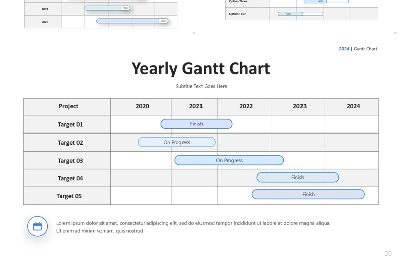 蓝色简约项目计划甘特图信息图表ppt素材