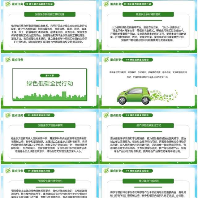 绿色卡通2030年前碳达峰行动方案PPT模板