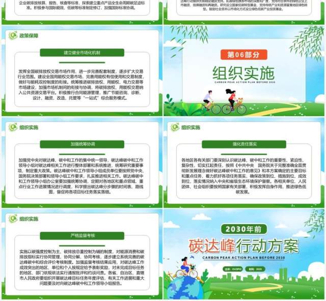 绿色卡通2030年前碳达峰行动方案PPT模板 绿色卡通2030年前碳达峰行动方案PPT模板