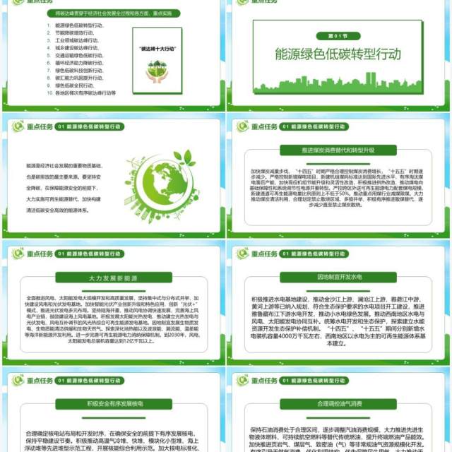 绿色卡通2030年前碳达峰行动方案PPT模板 绿色卡通2030年前碳达峰行动方案PPT模板