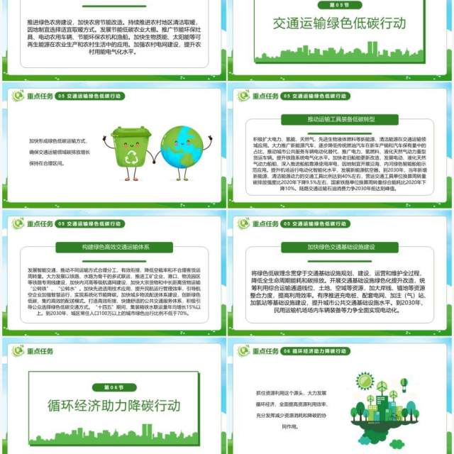 绿色卡通2030年前碳达峰行动方案PPT模板 绿色卡通2030年前碳达峰行动方案PPT模板