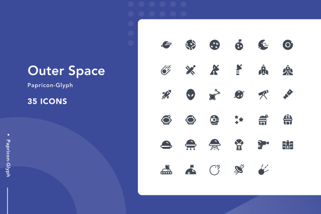 外太空宇宙飞船图标元素Outer Space-Papricon Glyph