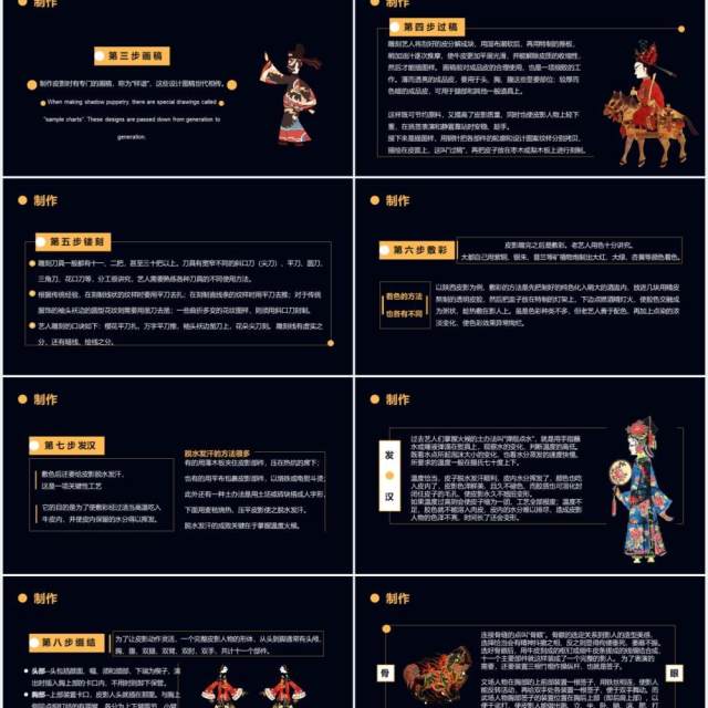 深色鎏金风皮影文化宣传通用PPT模板 深色鎏金风皮影文化宣传通用PPT模板