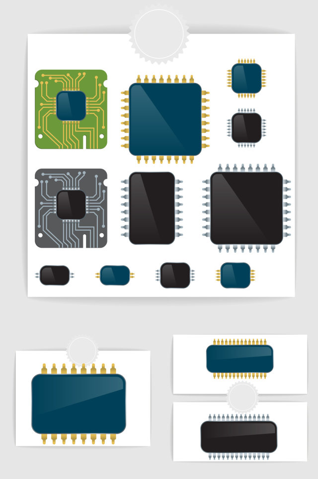 矢量电路板电子芯片CPU