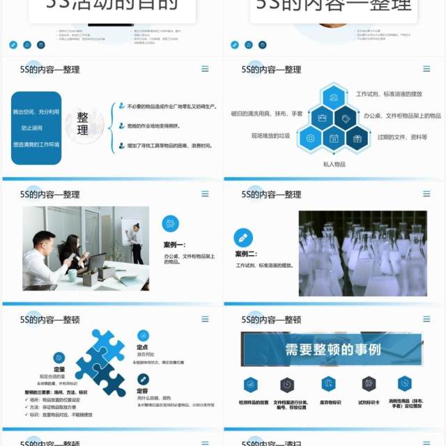 蓝色企业管理5S推行培训PPT模板