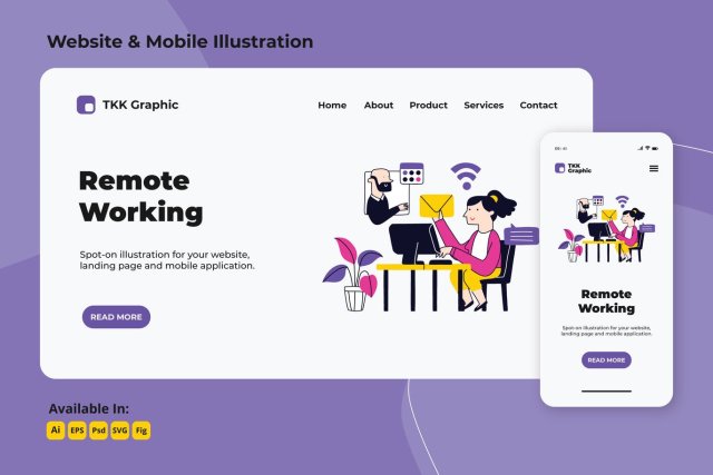 远程工作和外包网络和移动界面插画设计素材Remote working and Outsourcing web and mobile 远程工作和外包网络和移动界面插画设计素材Remote working and Outsourcing web and mobile