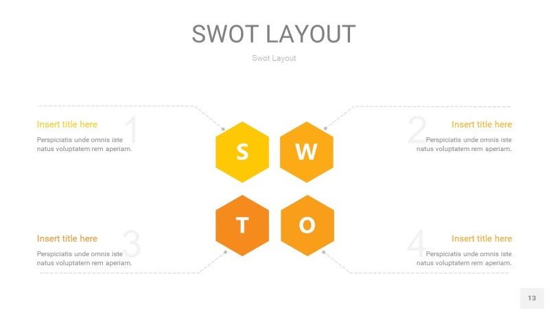 黄色SWOT图表PPT13