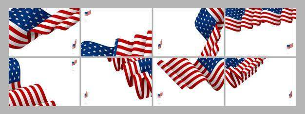 套美国横幅背景的美国国旗波与副本空间