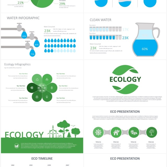 绿色生态能源信息图创意插画PPT素材ECOLOGY