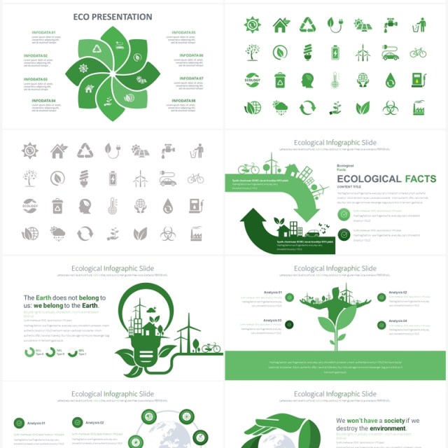 绿色生态能源信息图创意插画PPT素材ECOLOGY