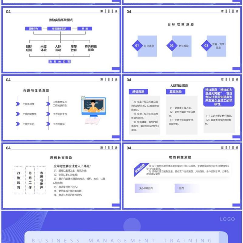 紫色扁平插画风企业管理培训PPT模板