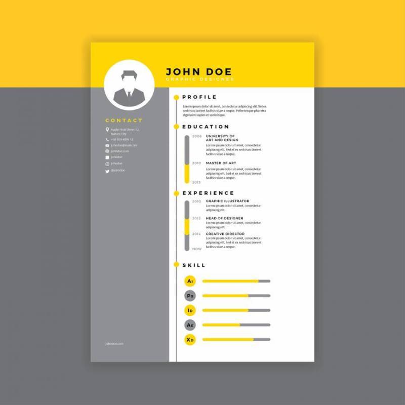 平面设计师简历黄色矢量
