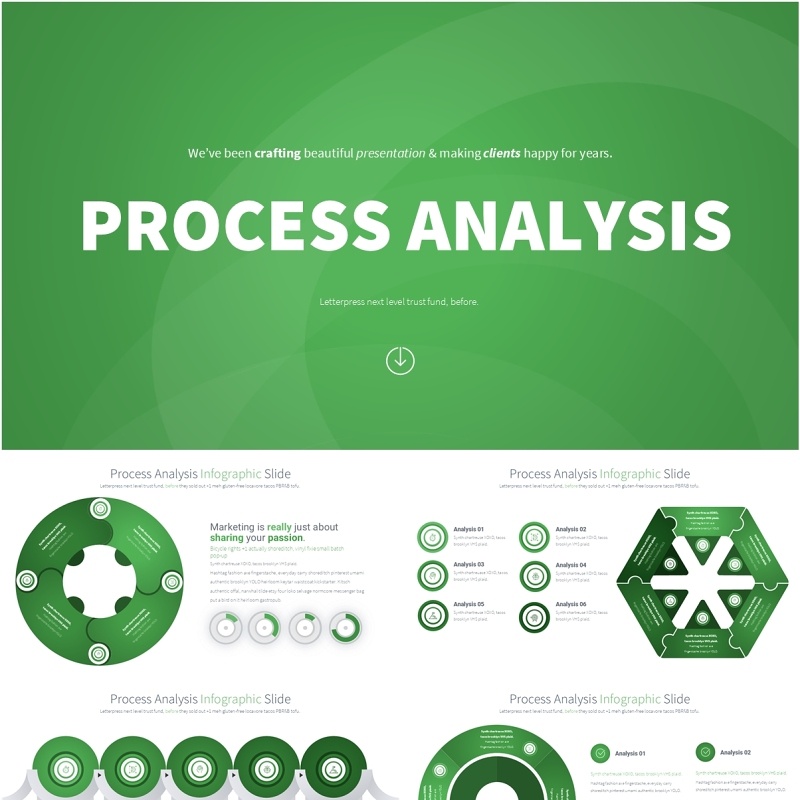 绿色流程过程分析PPT模板素材Process Analysis - Color 02 (Green)