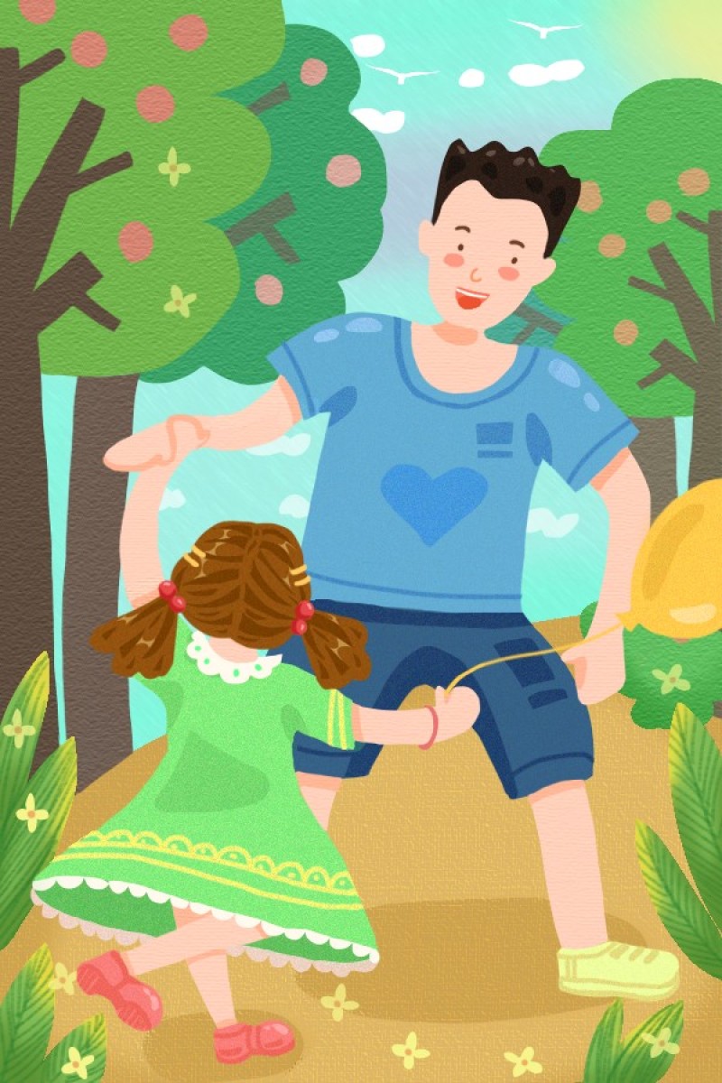 卡通手绘父亲节插画PSD节日素材感恩父爱32
