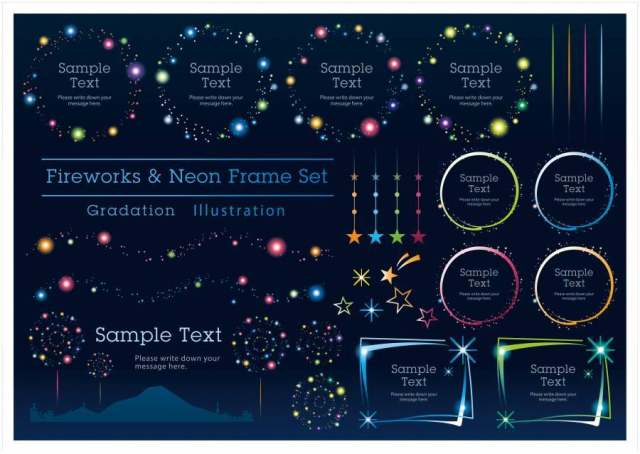 烟花和霓虹灯的框架SET