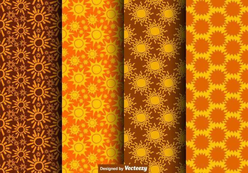 矢量无缝手绘太阳图标模式