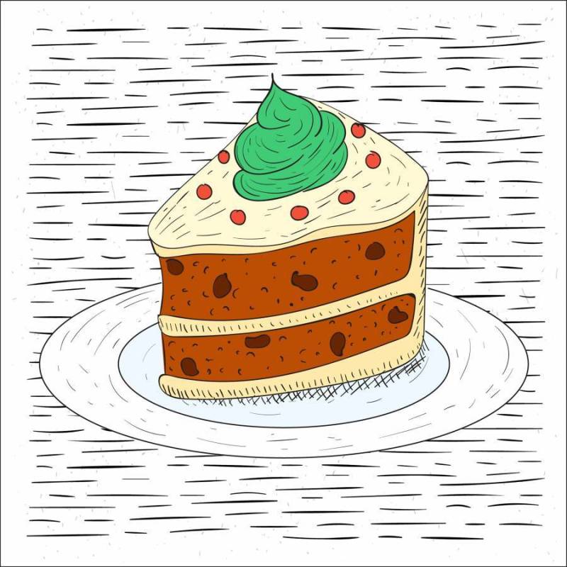  手绘矢量蛋糕插画