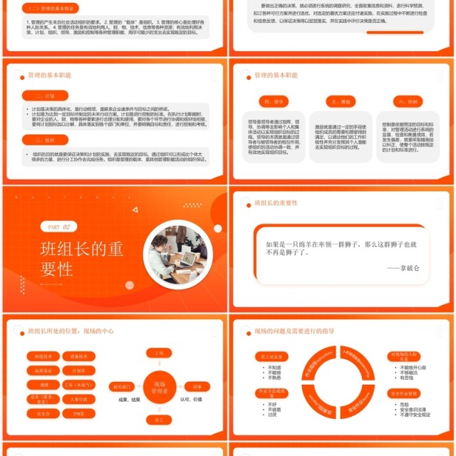 橙色简约风班组长日常管理培训PPT模板