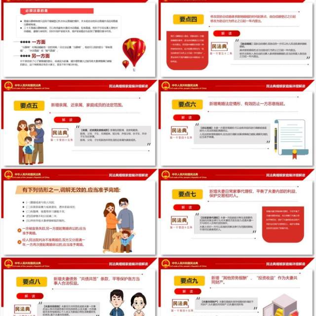 红色党课2020年首部民法典婚姻编详细解读PPT模板 红色党课2020年首部民法典婚姻编详细解读PPT模板