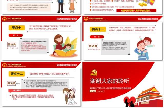 红色党课2020年首部民法典婚姻编详细解读PPT模板 红色党课2020年首部民法典婚姻编详细解读PPT模板