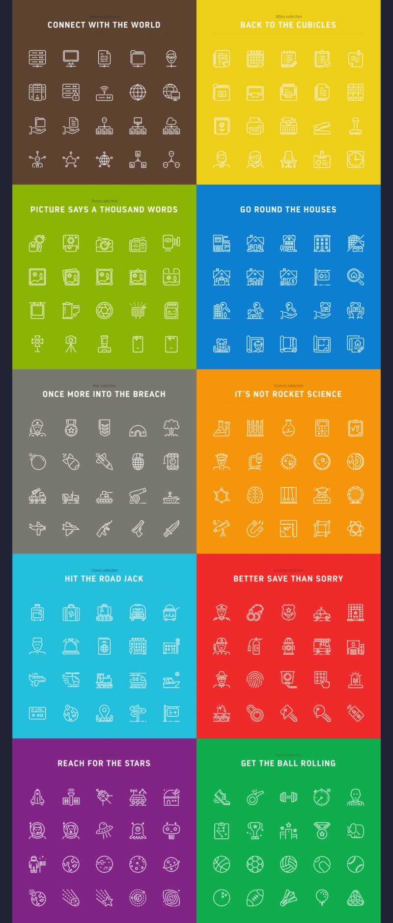 1000独特的开放式样式图标，LineKing图标