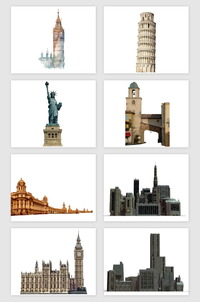 西式建筑名胜PNG免抠素材