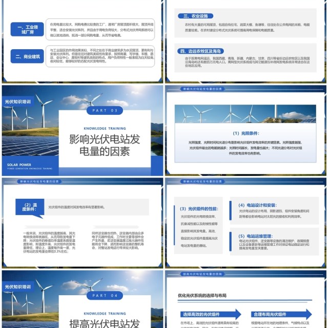 蓝色简约风光伏发电知识培训PPT模板 蓝色简约风光伏发电知识培训PPT模板