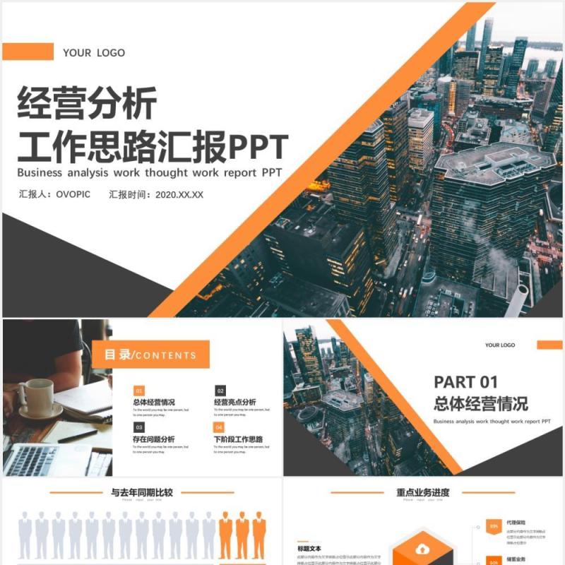 简约公司经营分析工作思路报告工作汇报PPT模板